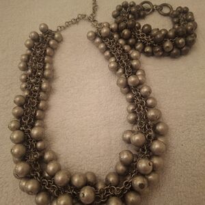 Vintage Premier Showstopper Necklace And  Bracelet Set In Gun Metal Tone Finish